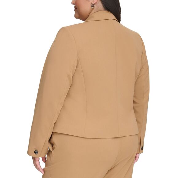 Calvin Klein Cropped Long-Sleeve Blazer Luggage NWT Plus Size 22W - Picture 2 of 9